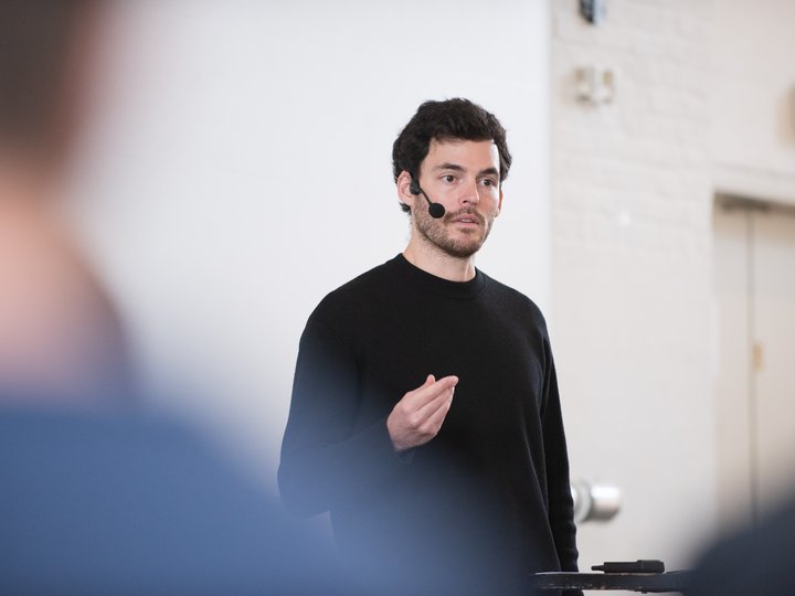 Nick Axel delivering the State of Architecture address. Photo: Urban Cerjak.